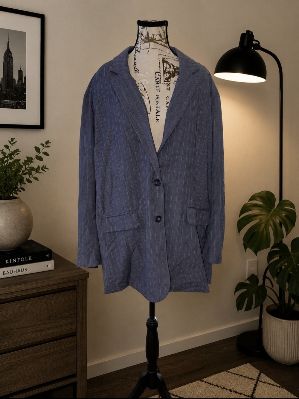 🤍 NWT Gray Pinstripe Blazer XXL 🤍